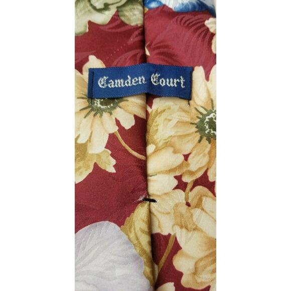 Camden Court Floral Silk Mens Neck Tie Flowers Neckwear Flower Necktie - Picture 3 of 4
